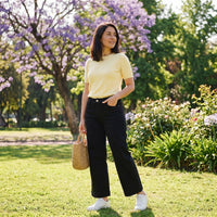 Jeans Culotte un Botón Negro lifestyle