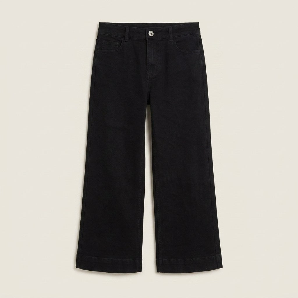 Jeans Culotte un Botón Negro en plano