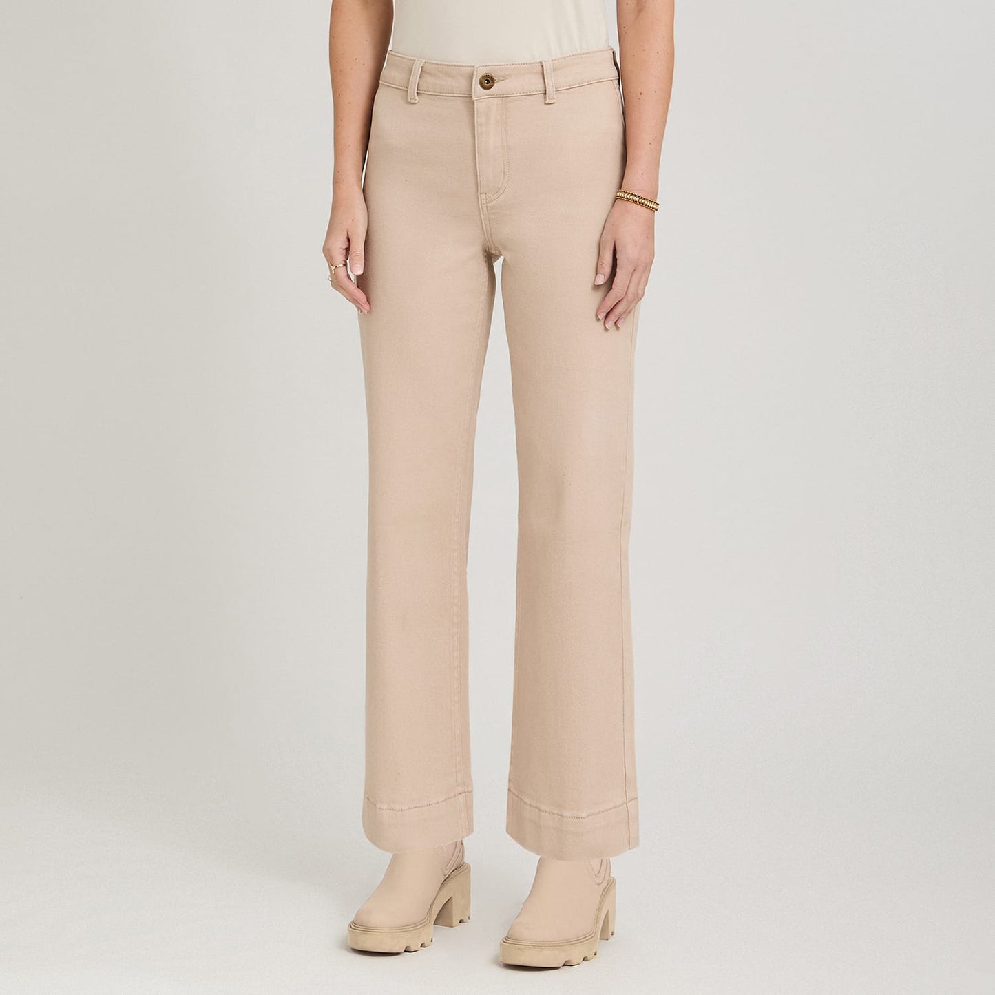Jeans Culotte un Botón Camel