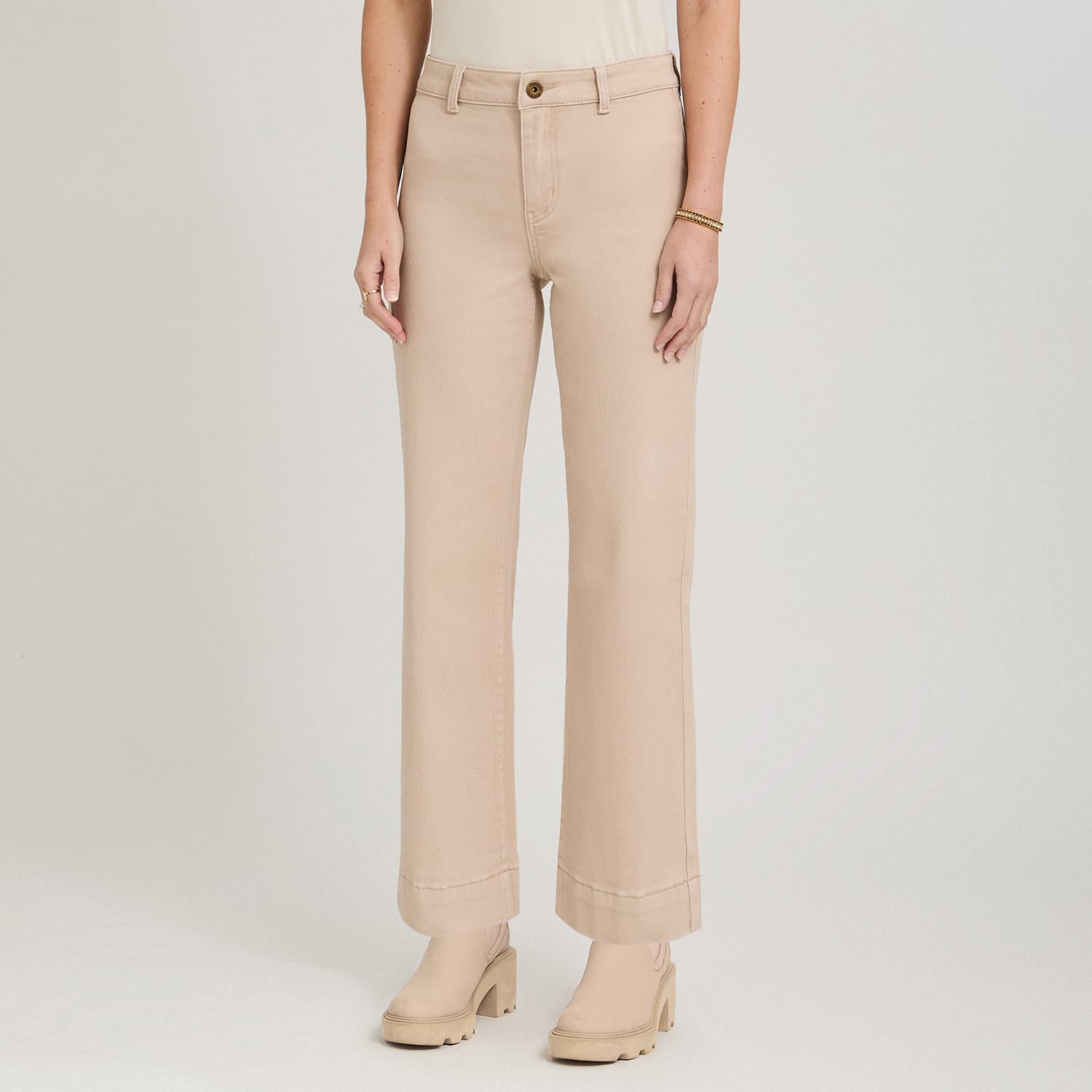 Jeans Culotte un Botón Camel
