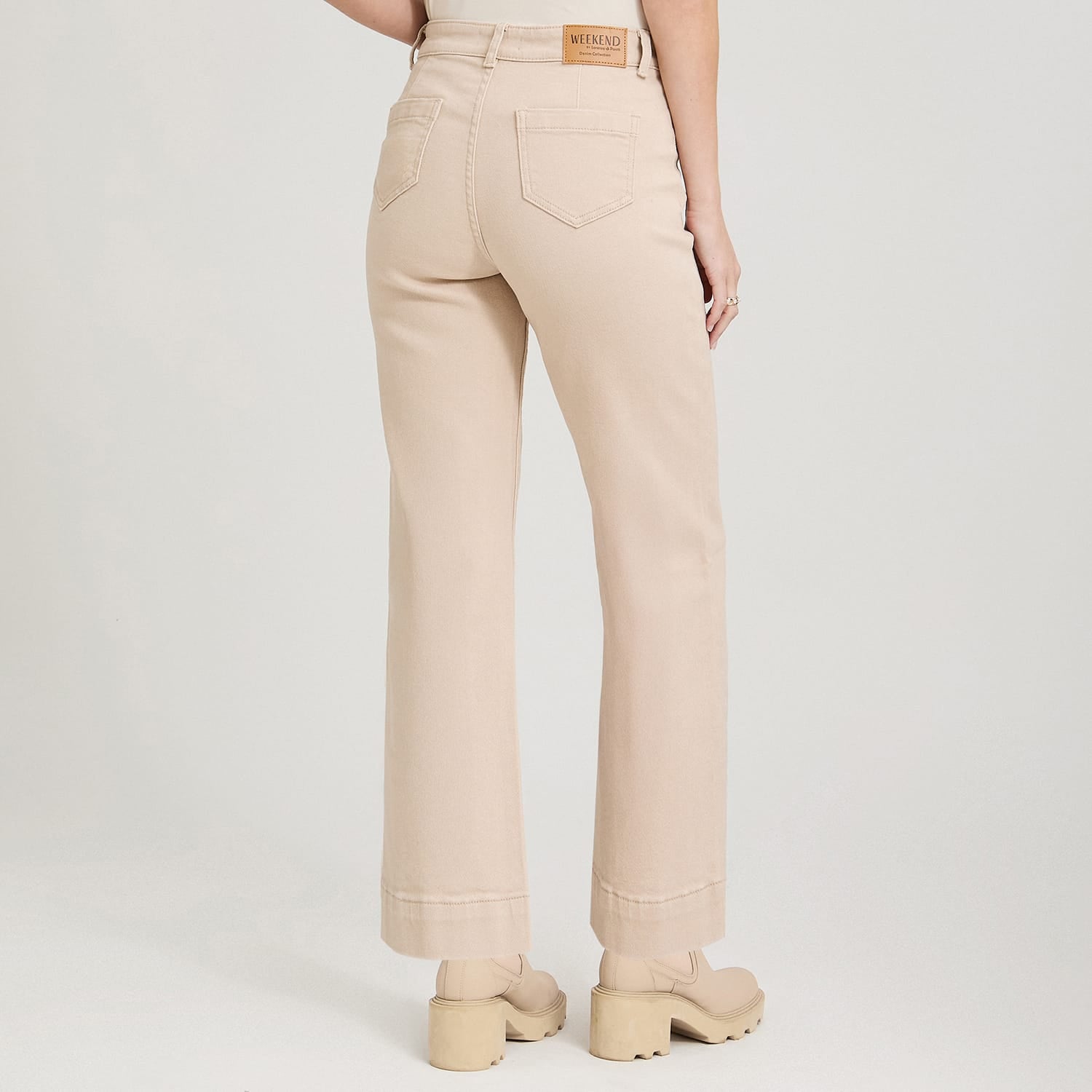 Jeans Culotte un Botón Camel