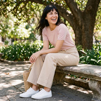 Jeans Culotte un Botón Camel lifestyle