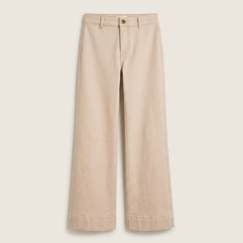 Jeans Culotte un Botón Camel en plano