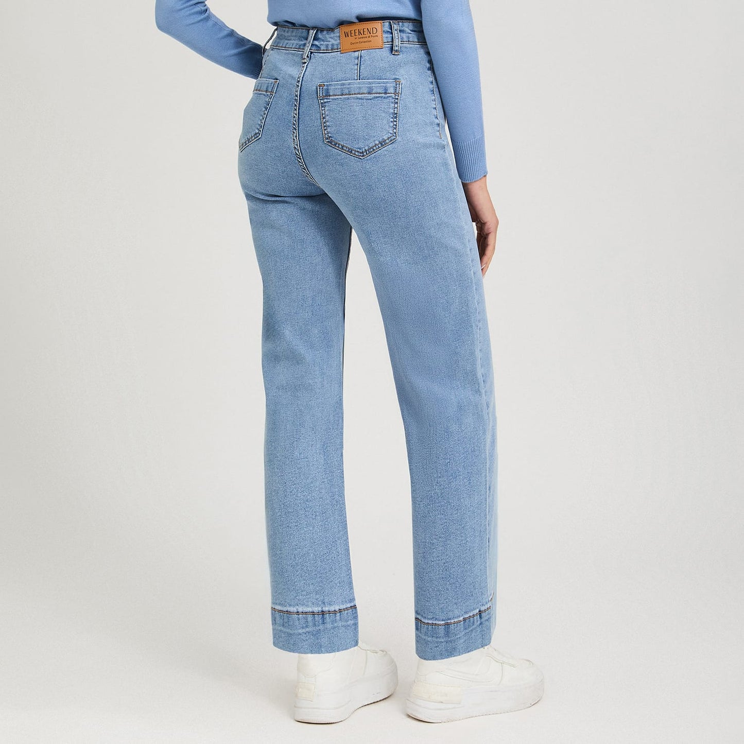 Jeans Culotte un Botón Celeste