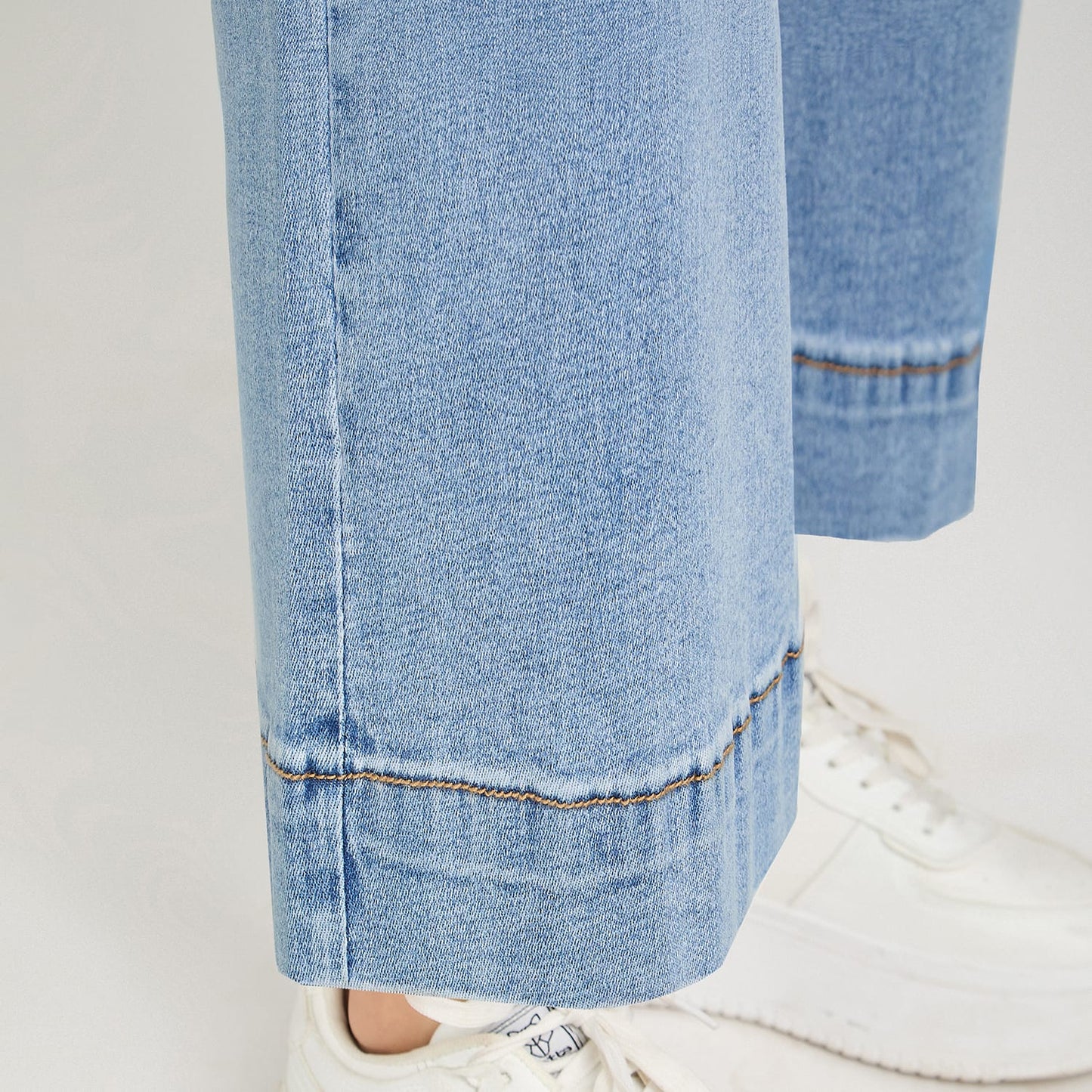 Jeans Culotte un Botón Celeste