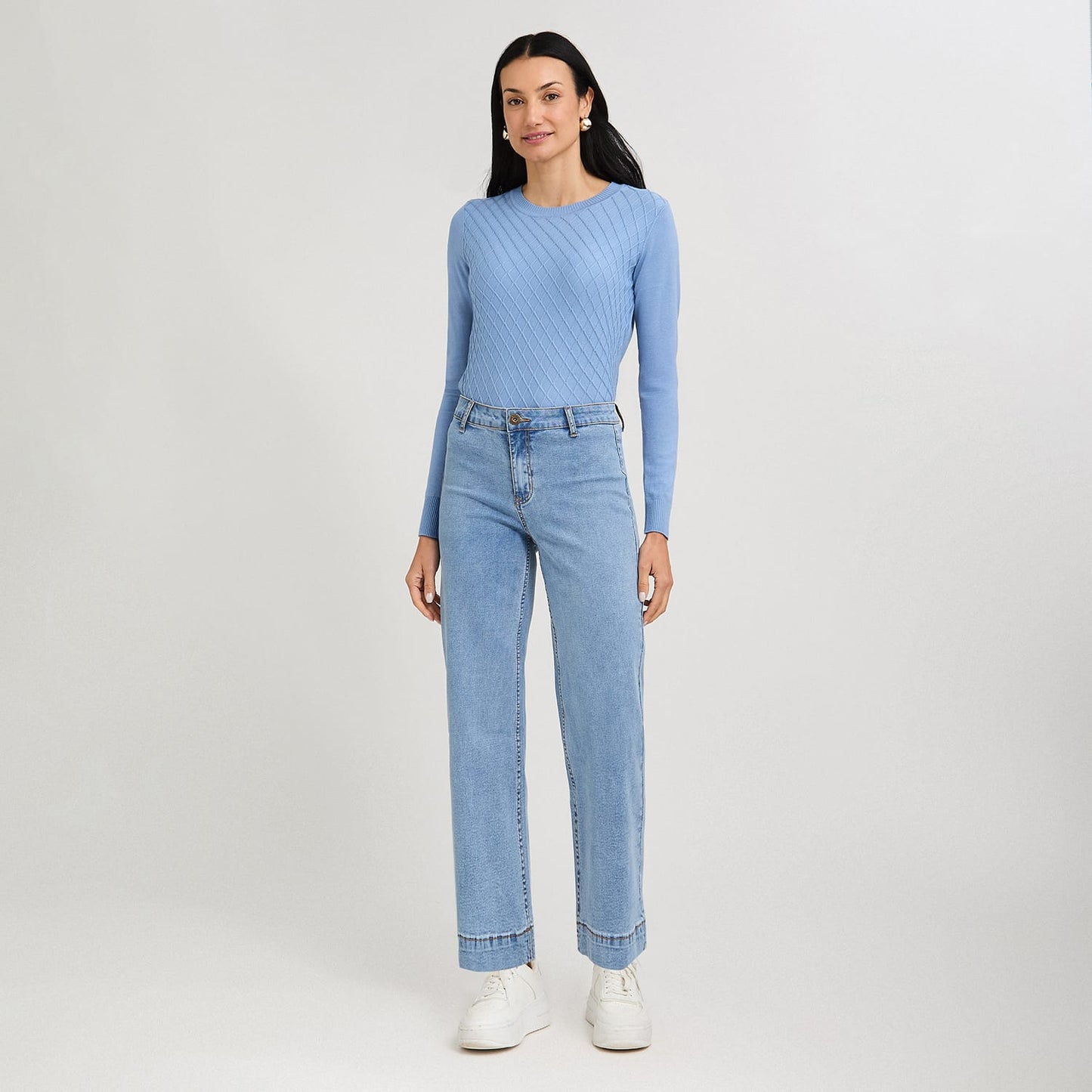 Jeans Culotte un Botón Celeste