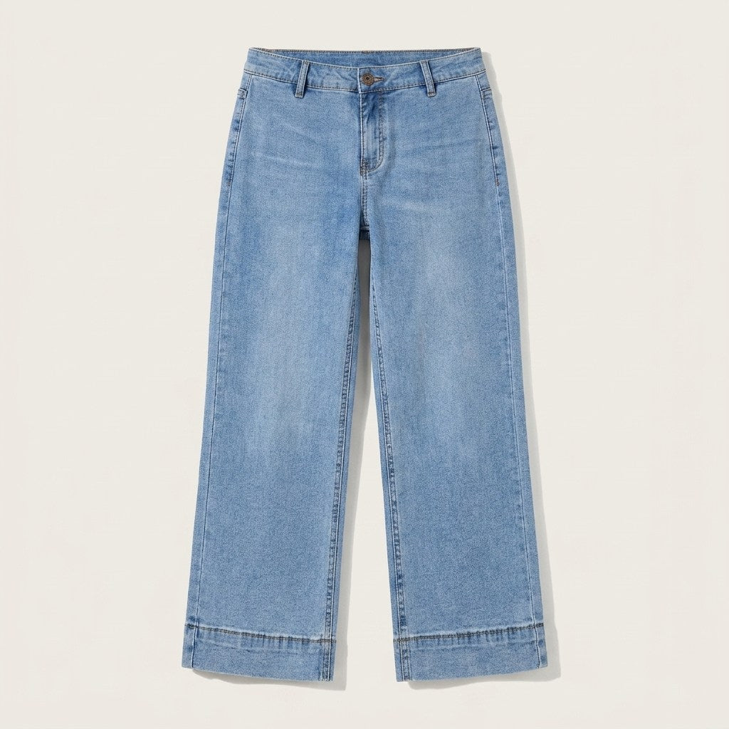 Jeans Culotte un Botón Celeste en plano