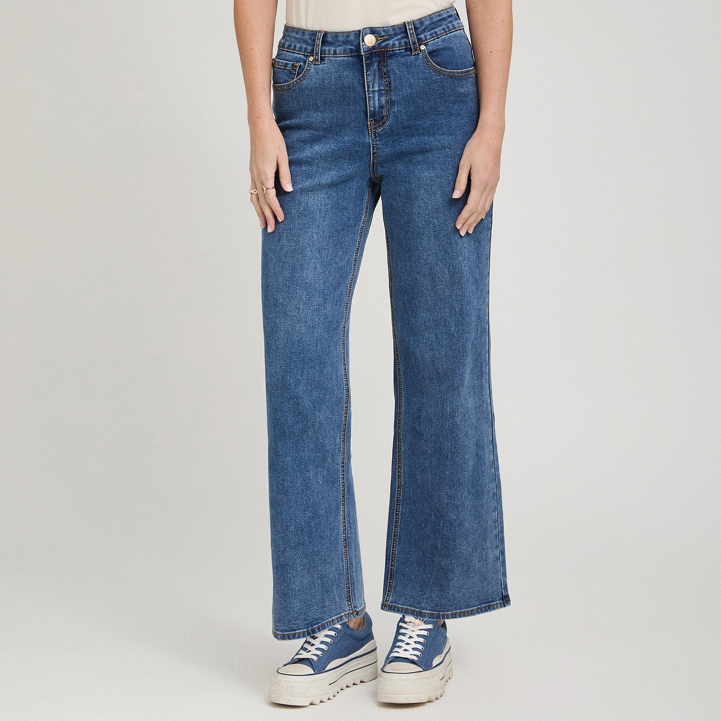 Jeans Wideleg Control de Abdomen Azul