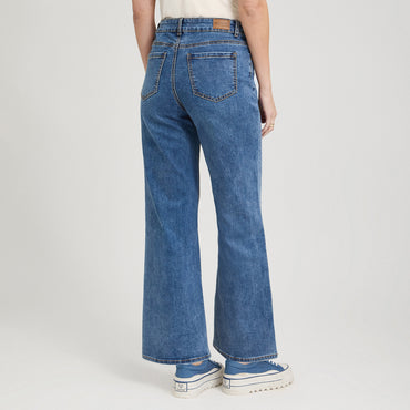 Jeans Wideleg Control de Abdomen Azul