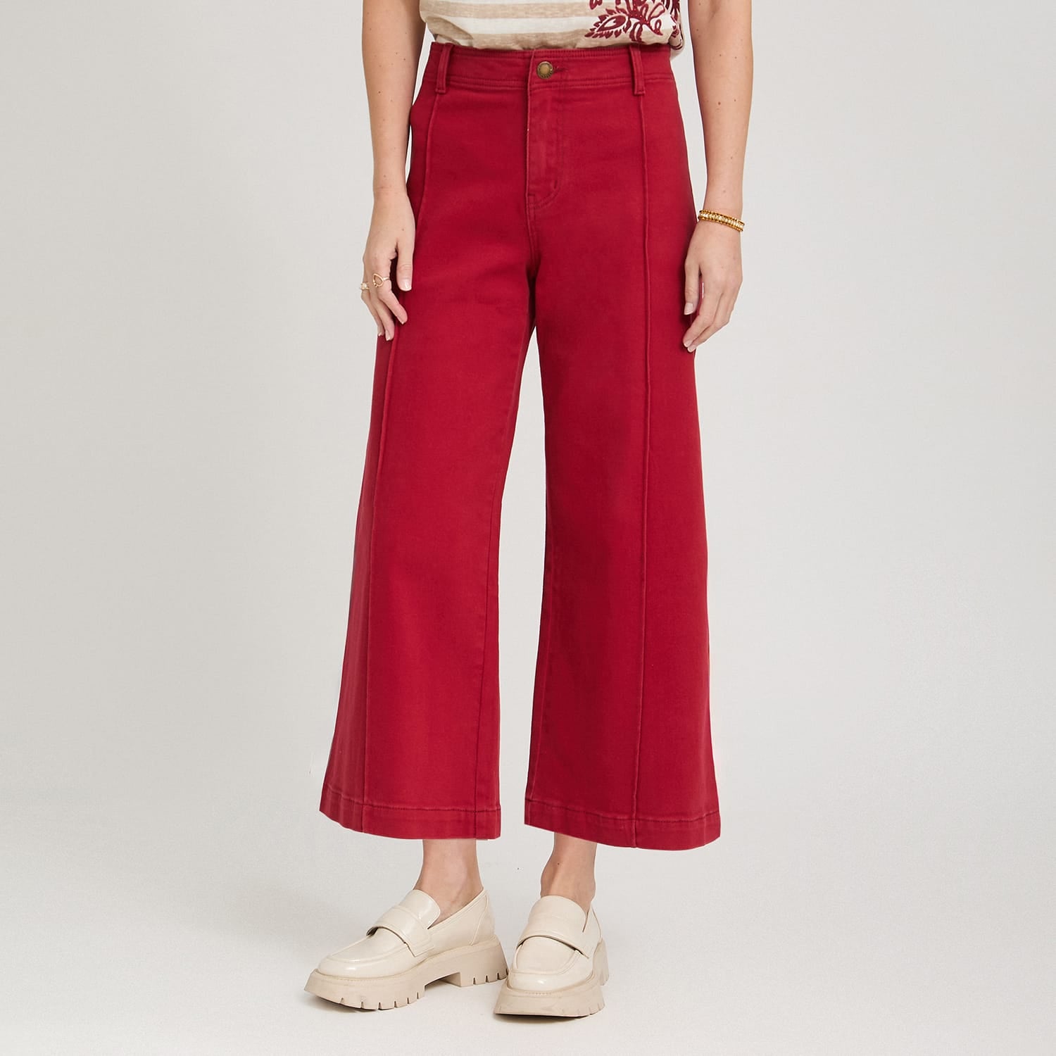 Jeans Culotte un Botón Rojo