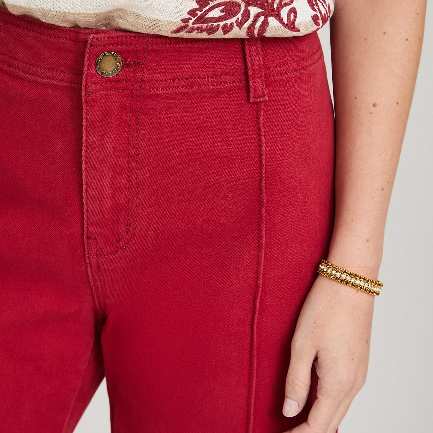 Jeans Culotte un Botón Rojo