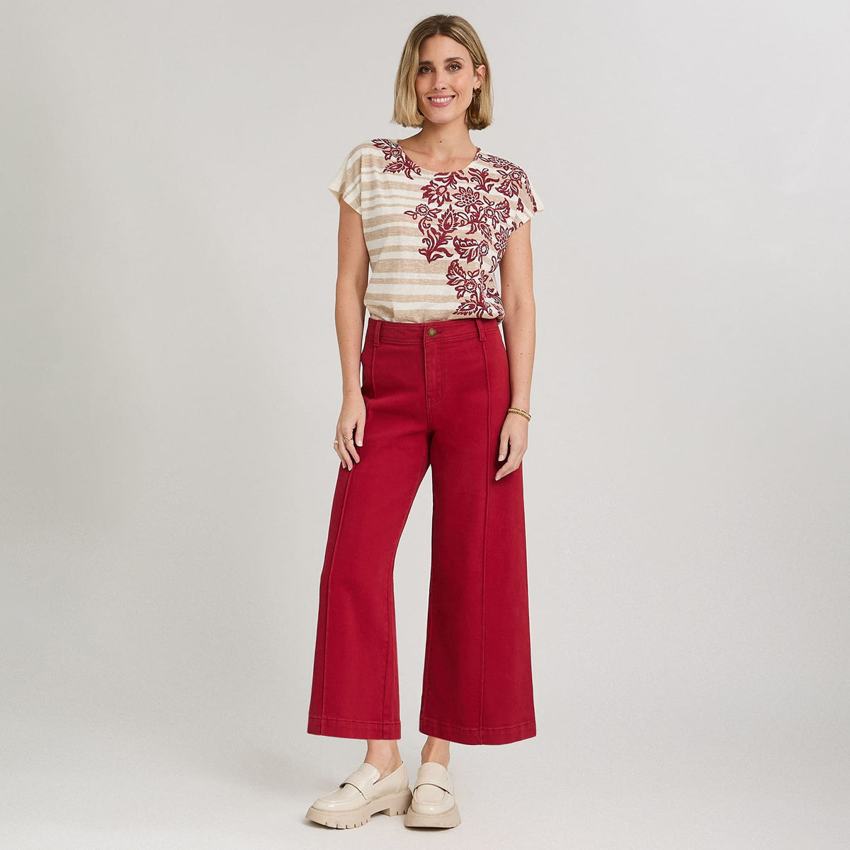 Jeans Culotte un Botón Rojo