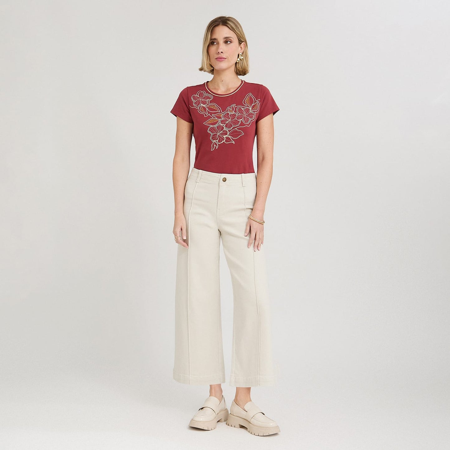 Jeans Culotte un Botón Crudo