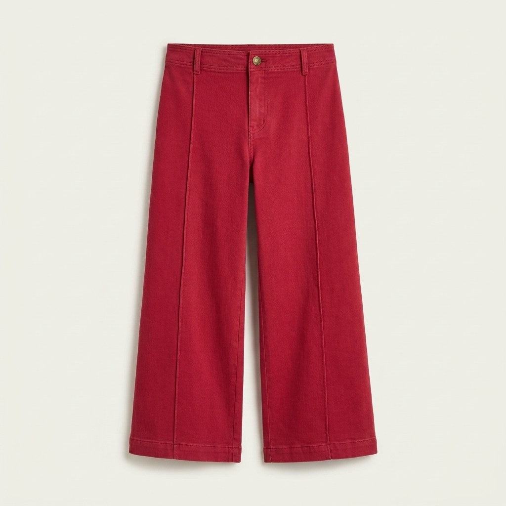 Jeans Culotte un Botón Rojo en plano