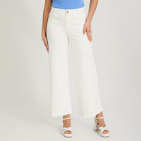 Jeans Palazzo con Terminación Calada Crudo