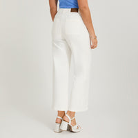 Jeans Palazzo con Terminación Calada Crudo