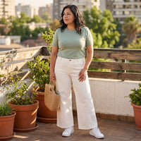 Jeans culotte con Terminación bordada lifestyle