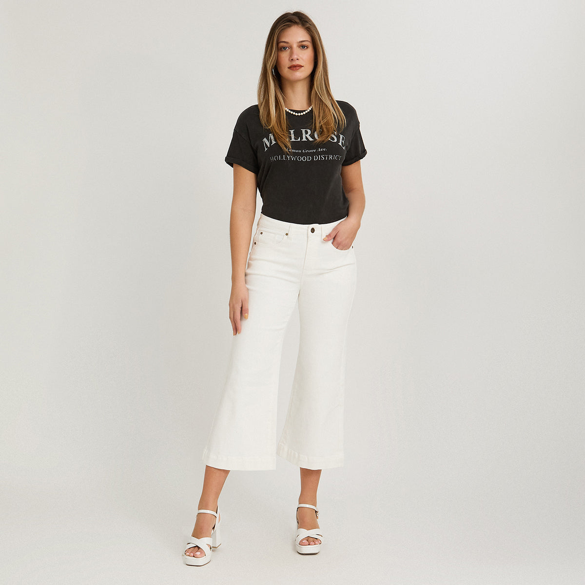 Jeans Culotte un Botón Crudo