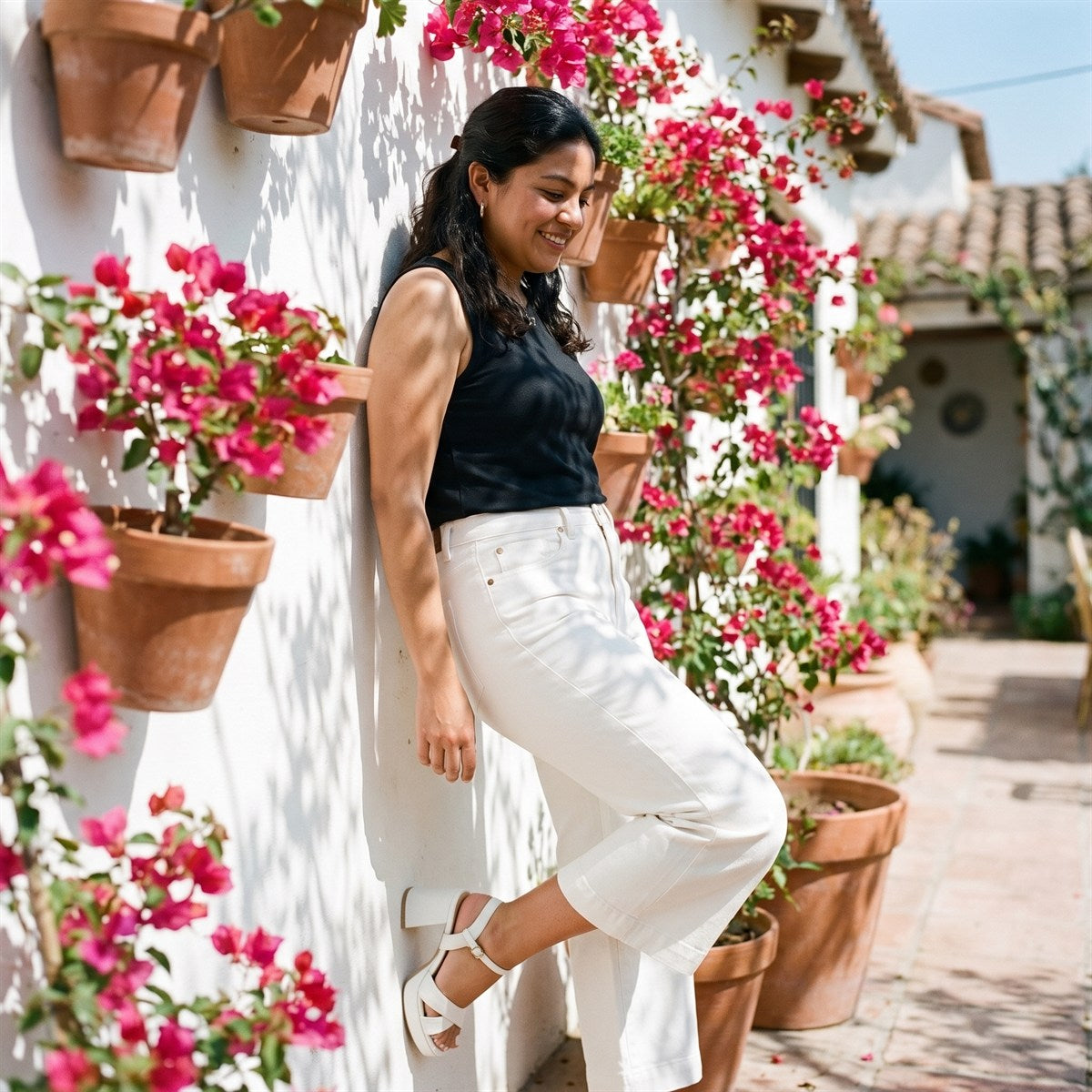Jeans Culotte un Botón Crudo lifestyle