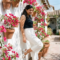 Jeans Culotte un Botón Crudo lifestyle