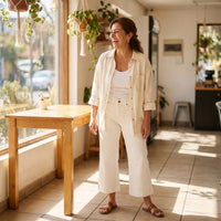 Jeans Culotte un Botón Crudo lifestyle