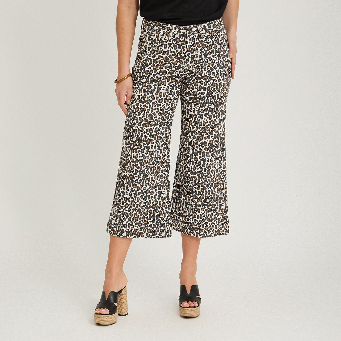 Jeans Culotte un Botón Camel