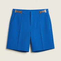 Bermuda Azul Corta Recta en plano