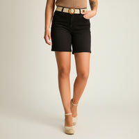 Bermuda Negro Corto Baja elasticidad Calce Normal