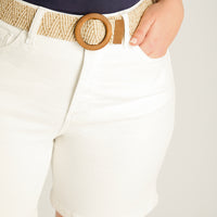 Bermuda Blanco Corto Baja elasticidad Calce Normal