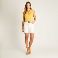 Bermuda Blanco Corto Baja elasticidad Calce Normal