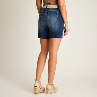 Bermuda Azul Corto Baja elasticidad Calce Normal