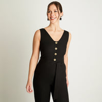 Enterito Con Lazo Y Botones Palazzo Negro Curvi