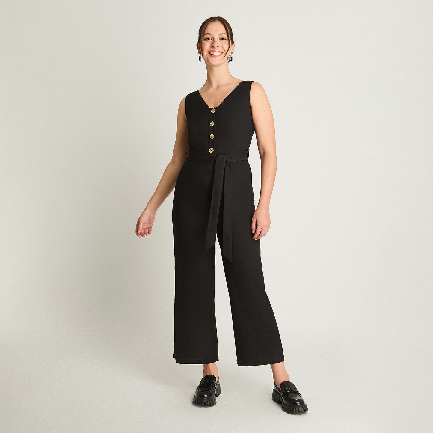 Enterito Con Lazo Y Botones Palazzo Negro Curvi