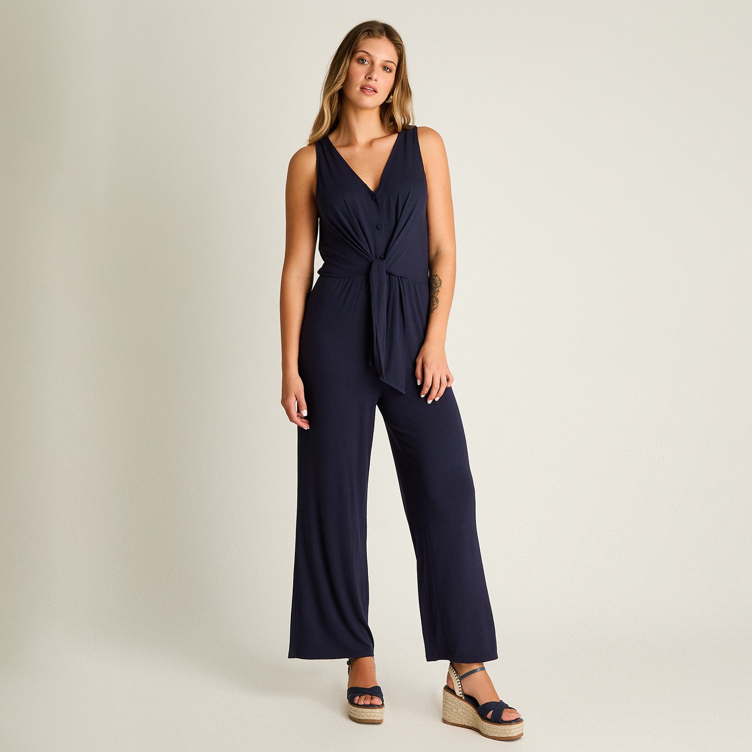 Enterito Sin Mangas Azul Elasticidad Media Calce Normal