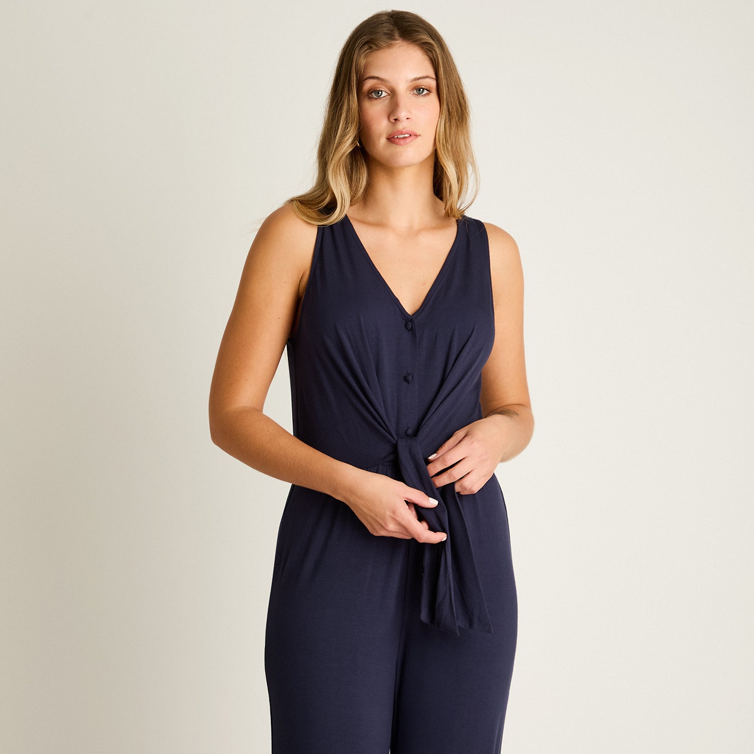 Enterito Sin Mangas Azul Elasticidad Media Calce Normal