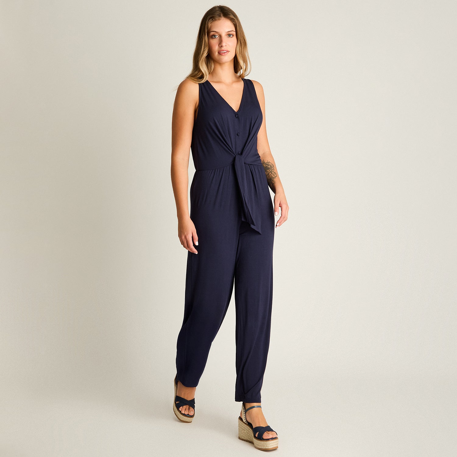 Enterito Sin Mangas Azul Elasticidad Media Calce Normal