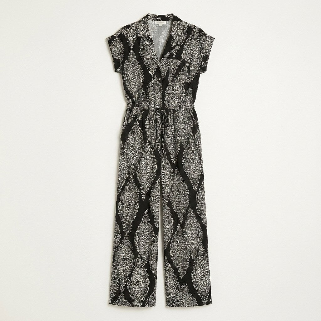 Enterito Negro Wide leg con Bolsillos en plano