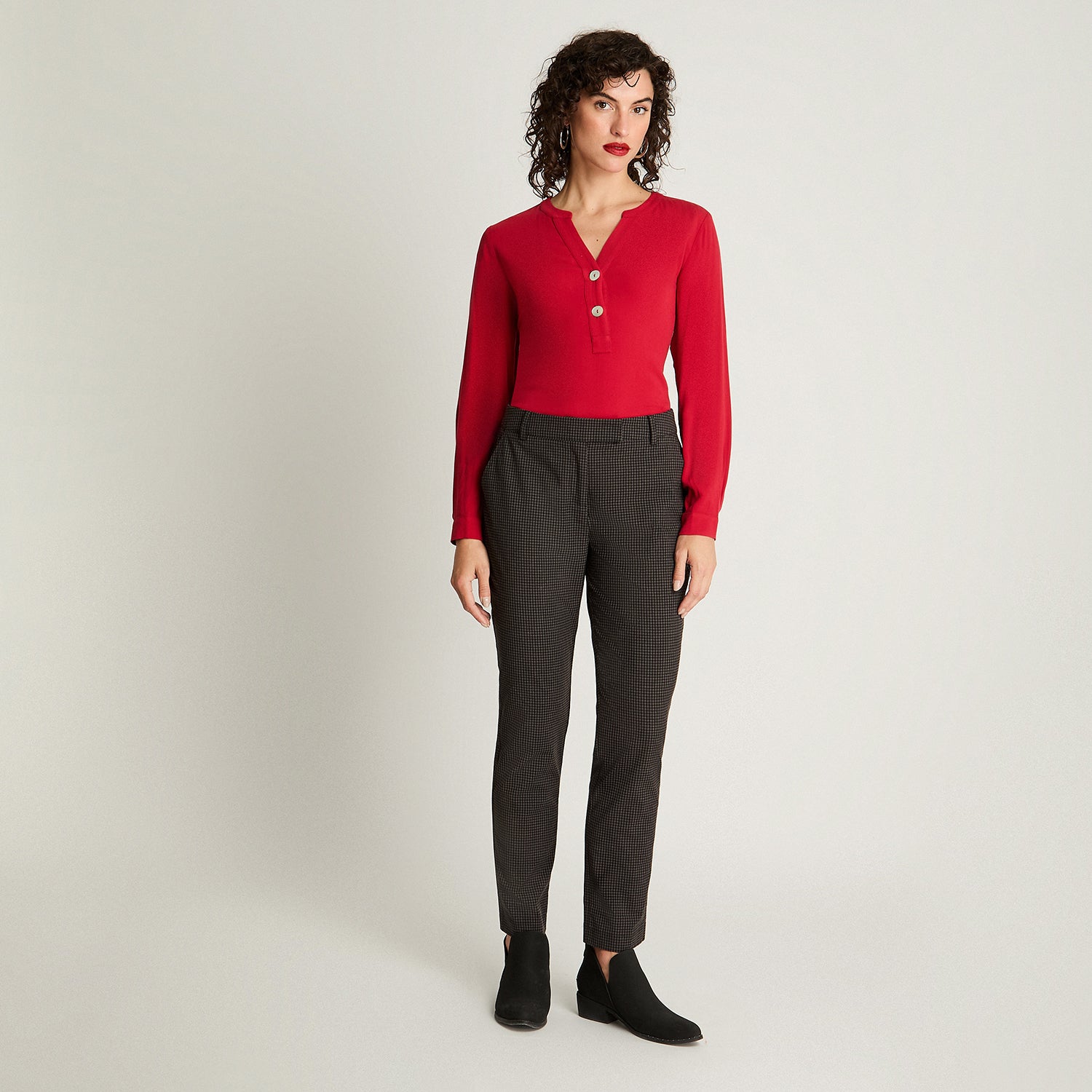 Pantalón Slim Print Negro Curvi