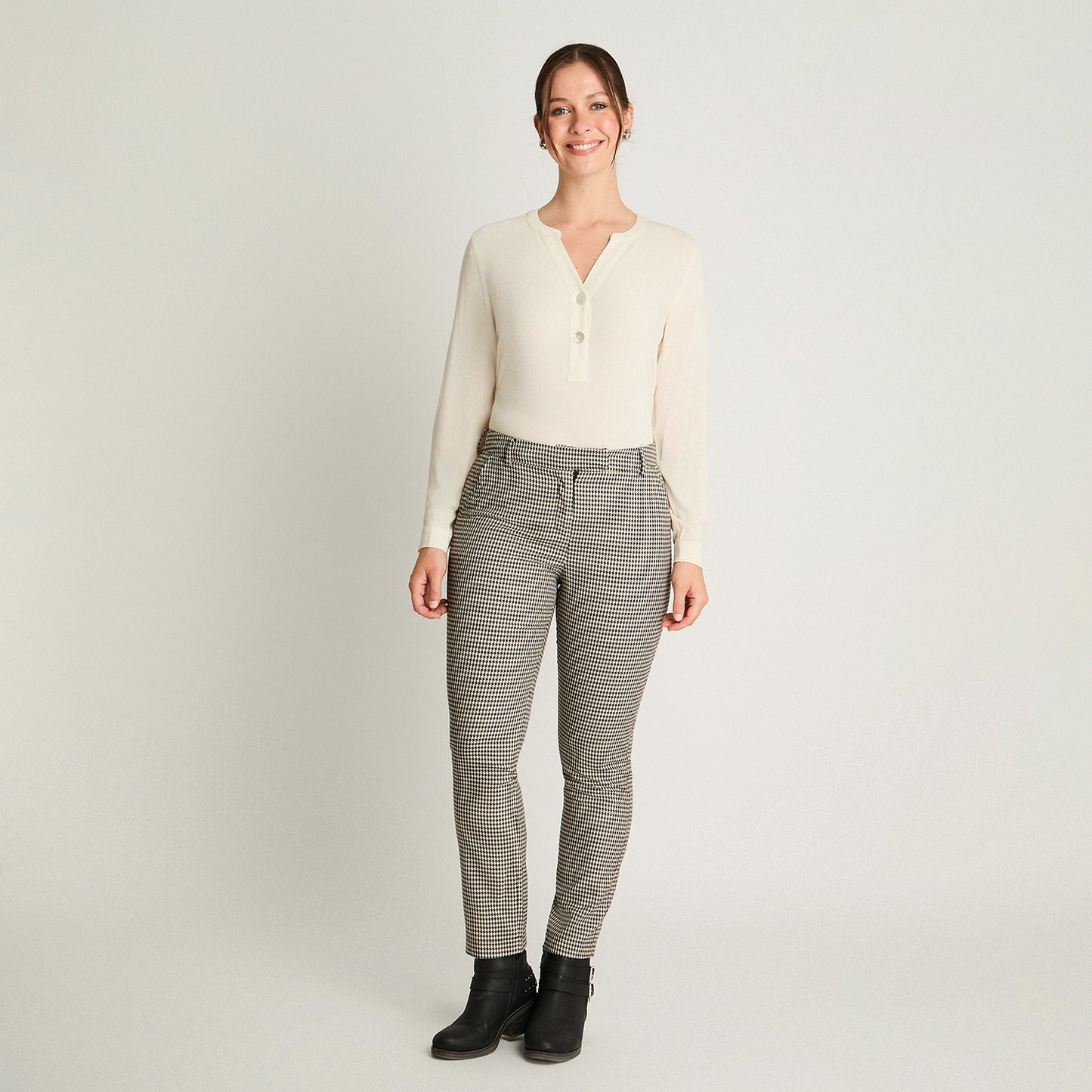 Pantalón Slim Print Crudo Curvi
