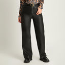Pantalón Recto Pu Con Cinturón Negro Curvi