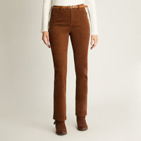 Pantalón De Cotele 5 Bolsillos Con Cinturón Café