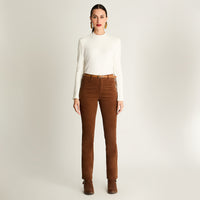 Pantalón De Cotele 5 Bolsillos Con Cinturón Café