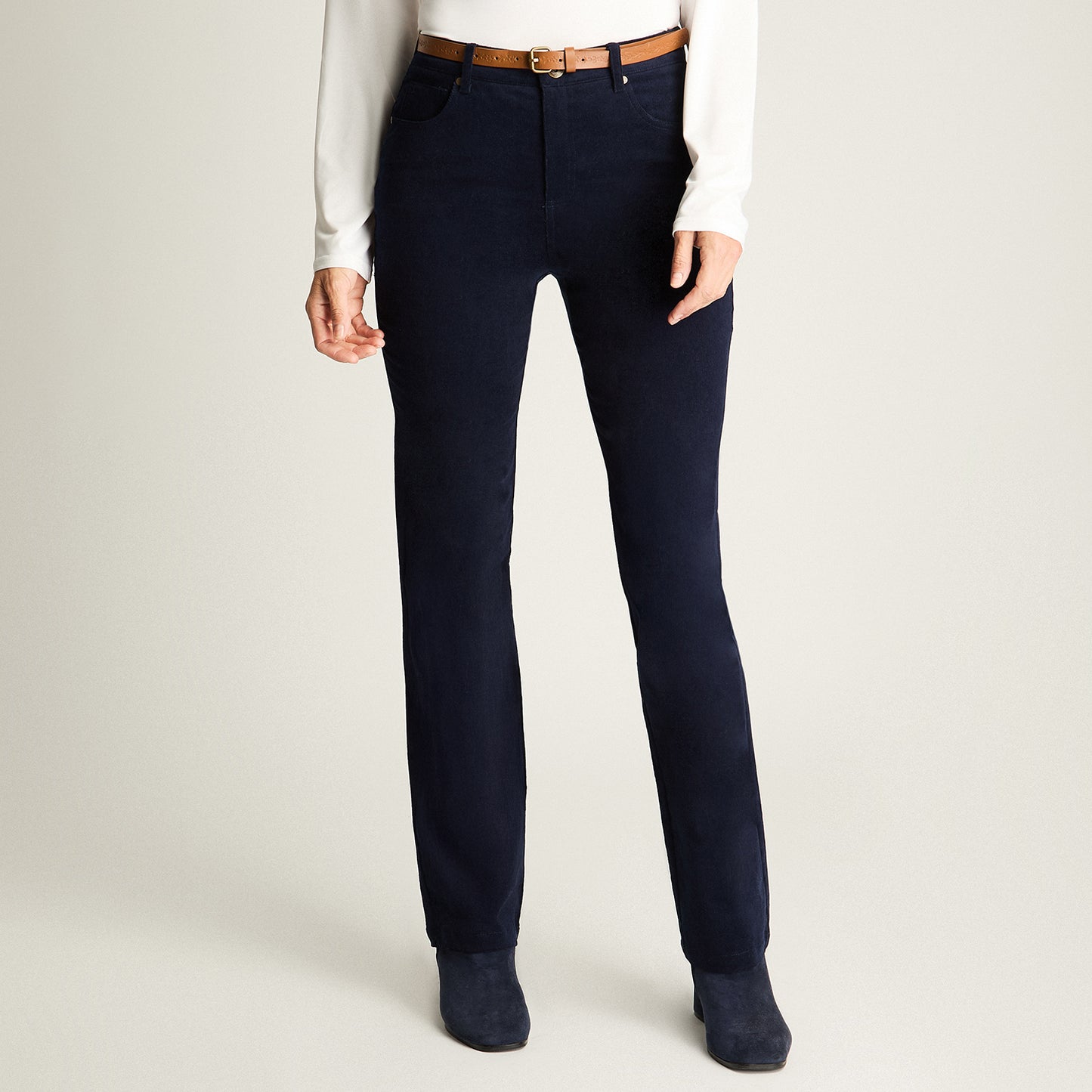 Pantalón De Cotele 5 Bolsillos Con Cinturón Azul