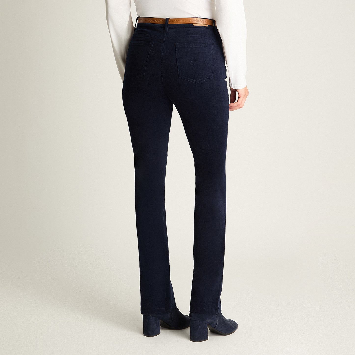 Pantalón De Cotele 5 Bolsillos Con Cinturón Azul