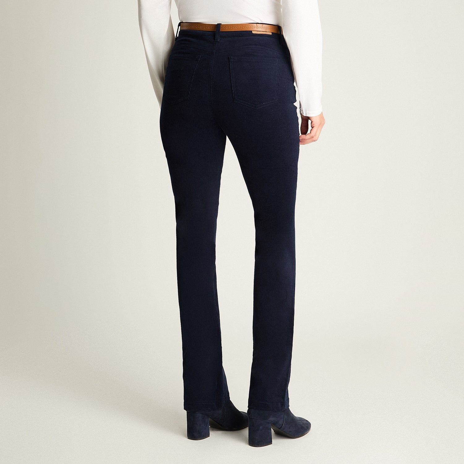 Pantalón De Cotele 5 Bolsillos Con Cinturón Azul