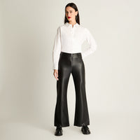 Pantalón Wide Leg Bolsillos Y Cierre Metalico Negro