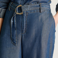 Pantalon Azul Recto con Lazo