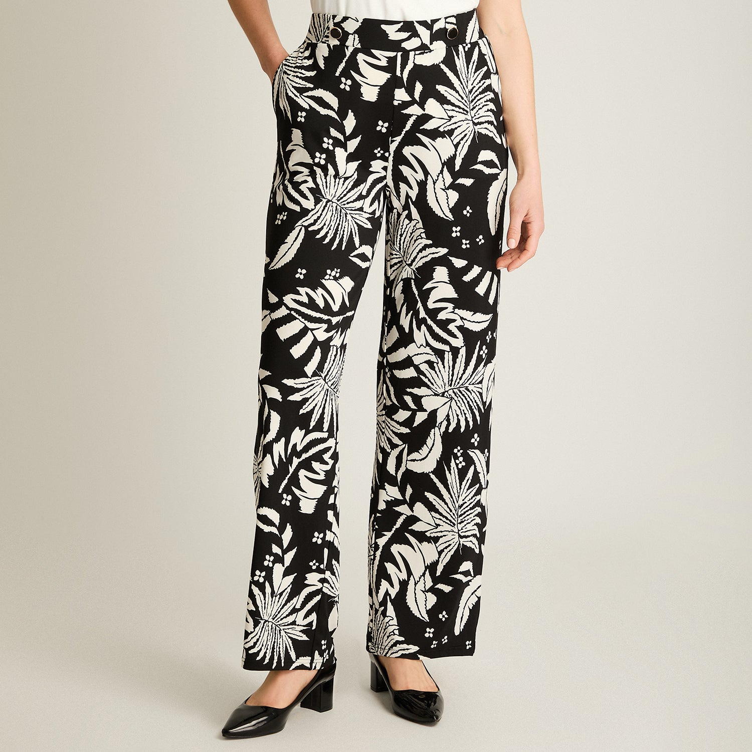 Pantalón Palazzo Casual Crudo Estampado