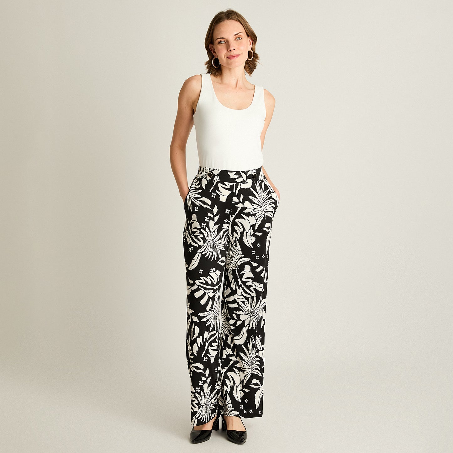 Pantalón Palazzo Casual Crudo Estampado