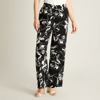 Pantalón Casual Palazzo Negro Floral